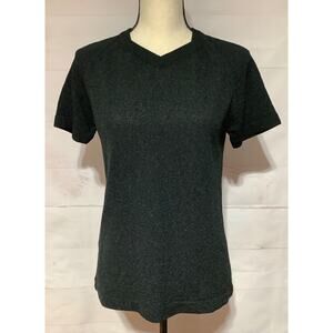 Vintage sz 34 TALBOTT TRAVELER black s/s polyester back zip sweater